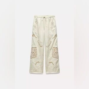 Zara women's embroidered linen pants